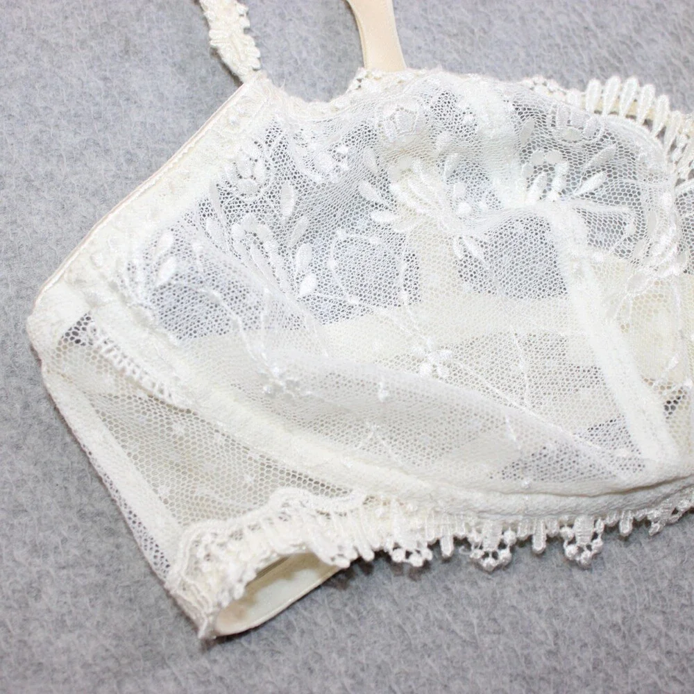 Chantelle Bra Women 36DD White Floral Lace Underwire Wireless Unlined Sexy Lot